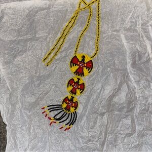 Handcrafted Beaded Necklace - Yellow and Red